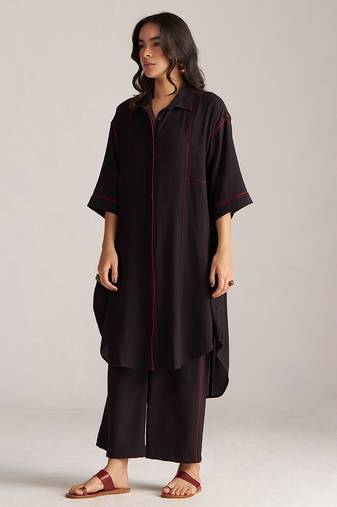 black viscose rayon co-ord set with full sleeve style