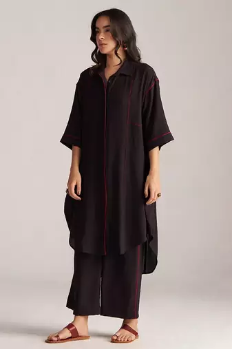 black viscose rayon co-ord set with full sleeve style