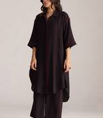 black viscose rayon co-ord set with full sleeve style