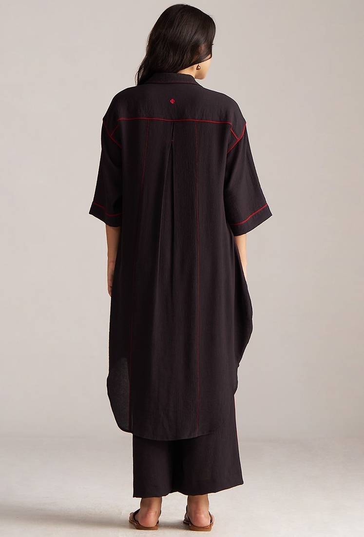 black viscose rayon co-ord set with full sleeve style