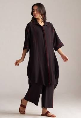 black viscose rayon co-ord set with full sleeve style 3