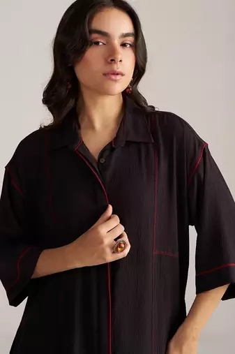 black viscose rayon co-ord set with full sleeve style