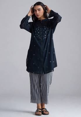 black and white cotton co-ord set for women 3