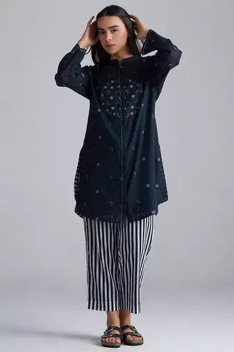 black and white cotton co-ord set for women