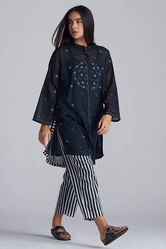 black and white cotton co-ord set for women