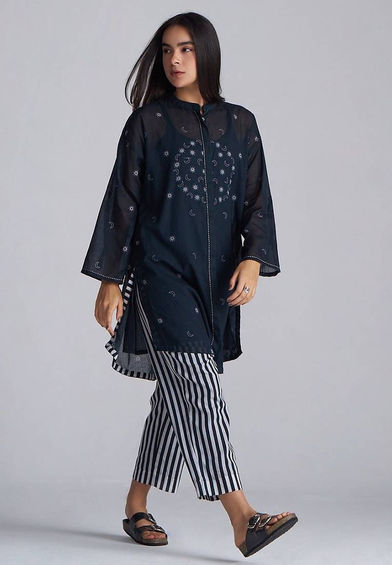 black and white cotton co-ord set for women