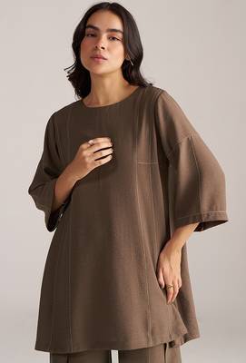 rain drum brown viscose co-ord set 2