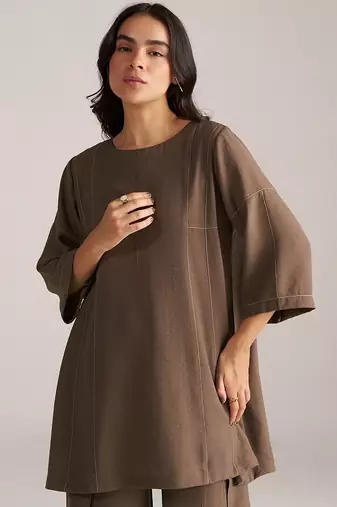rain drum brown viscose co-ord set