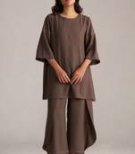 rain drum brown viscose co-ord set