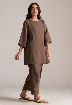 rain drum brown viscose co-ord set 5