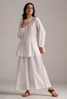 white viscose co-ord set with full sleeve style 2
