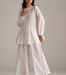 white viscose co-ord set with full sleeve style