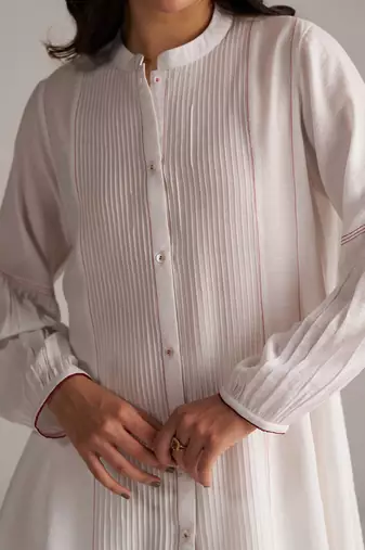 white viscose co-ord set with full sleeve style