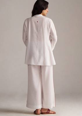 white viscose co-ord set with full sleeve style 4