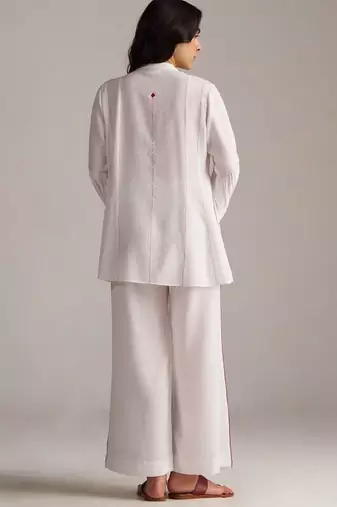 white viscose co-ord set with full sleeve style