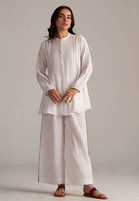 white viscose co-ord set with full sleeve style 1