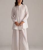 white viscose co-ord set with full sleeve style