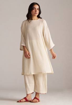 cream viscose co-ord set with full sleeve style 1