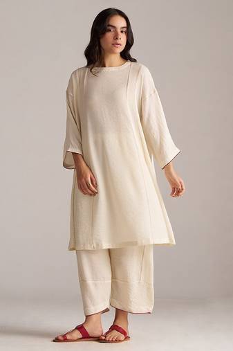 cream viscose co-ord set with full sleeve style
