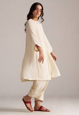 cream viscose co-ord set with full sleeve style 3