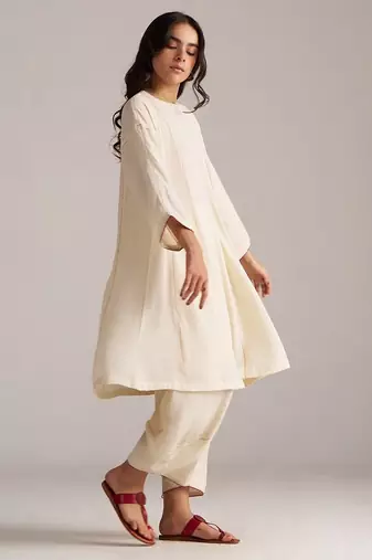 cream viscose co-ord set with full sleeve style
