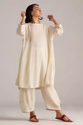 cream viscose co-ord set with full sleeve style