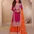 Magenta embroidered chinon free size stitched palazzo style salwar suit