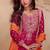Magenta embroidered chinon free size stitched palazzo style salwar suit