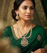gold brass necklace set with pearl drop pendant work