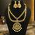 Traditional gold-plated layered necklace set with pearl drop pendant & jhumka earrings