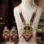Traditional gold-plated ganesha pendant long necklace set with ruby beads & kundan work