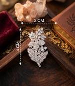 Elegant crystal leaf floral brooch pin for women | silver tone designer saree & blazer brooch