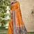 Elegant orange banarasi silk saree with maroon contrast blouse