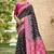 Black & rani pink banarasi silk saree with woven zari work