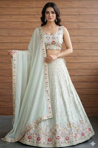white floral festive lehenga choli set