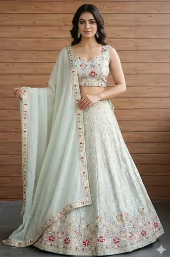 white floral festive lehenga choli set