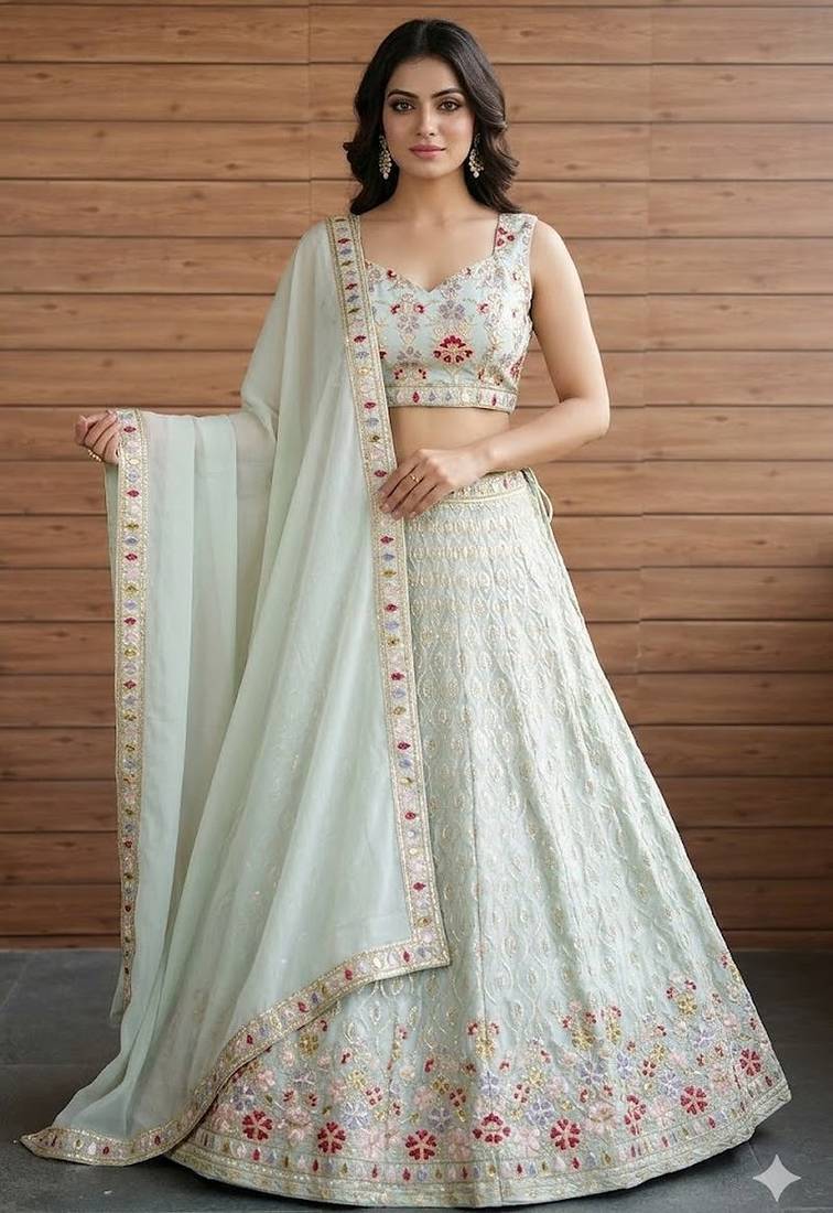 white floral festive lehenga choli set