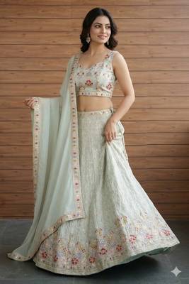 white floral festive lehenga choli set 3