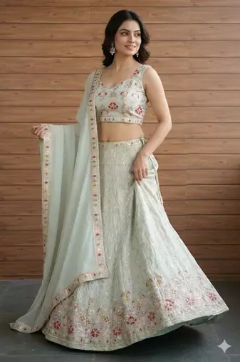 white floral festive lehenga choli set