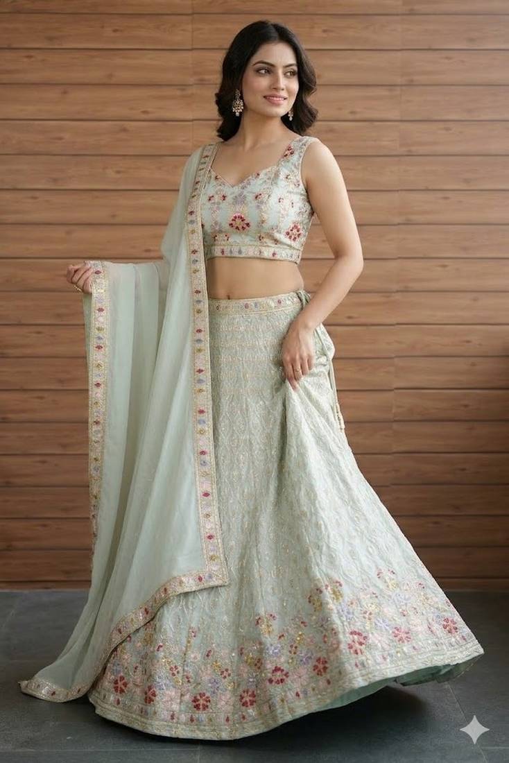 white floral festive lehenga choli set