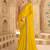 Embroidered faux chiffon satin yellow saree