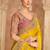 Embroidered faux chiffon satin yellow saree