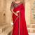 Embroidered faux georgette satin red saree