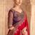 Embroidered faux georgette satin red saree
