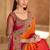 Embroidered faux chiffon satin orange & rani pink saree