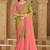 Embroidered faux georgette parrot green & pink saree
