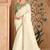 Embroidered faux chiffon satin off white saree