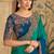 Embroidered faux chiffon teal green & blue saree