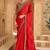 Embroidered faux chiffon shaded red saree