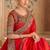 Embroidered faux chiffon shaded red saree